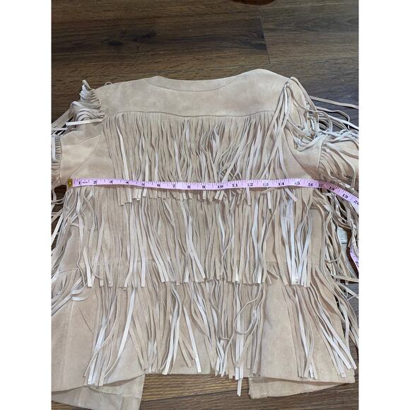EUC Intermix Beige Suede Fringe Tiered Jacket Women’s Sz: Petite Boho Festival - Picture 10 of 15